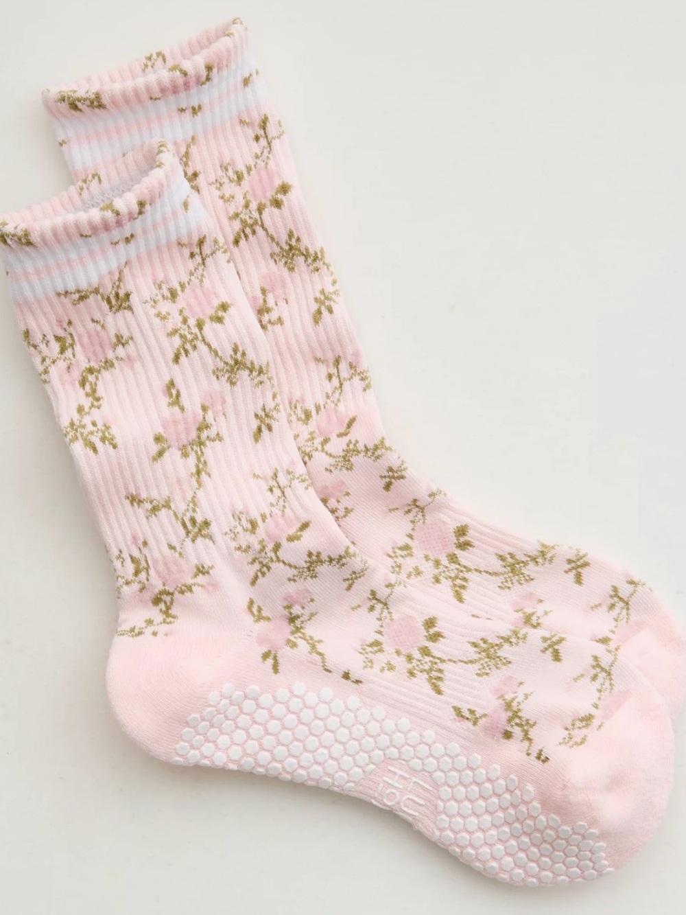 NEW Lucky Honey Vintage Flower Honeycomb Grip Pilates Barre Socks in Club Pink